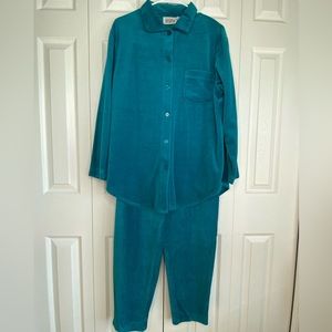 Women's American Sportif Velour Set Track Suit Top S Bottom M Teal Green Vintage
